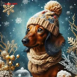 Huacan Diamond Painting Dachshund New Arrivals Diamond Mosaic Landscape Winter Art Home Decor Diy Gift Rhinestone Pictures