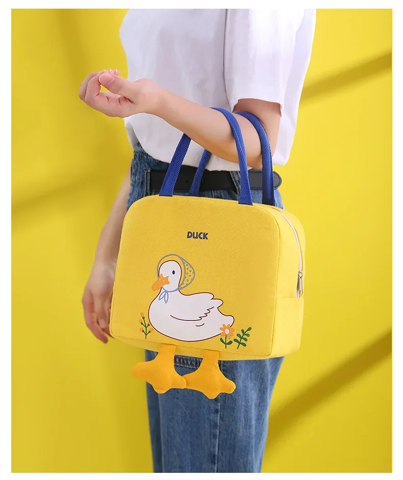 New Kid Child Lunch Bag Cartoon Student Bento Thermos Bags Picnic Lunch Box Storage Bolsos Milk Bottle Insulated Bolsas Tote Bag