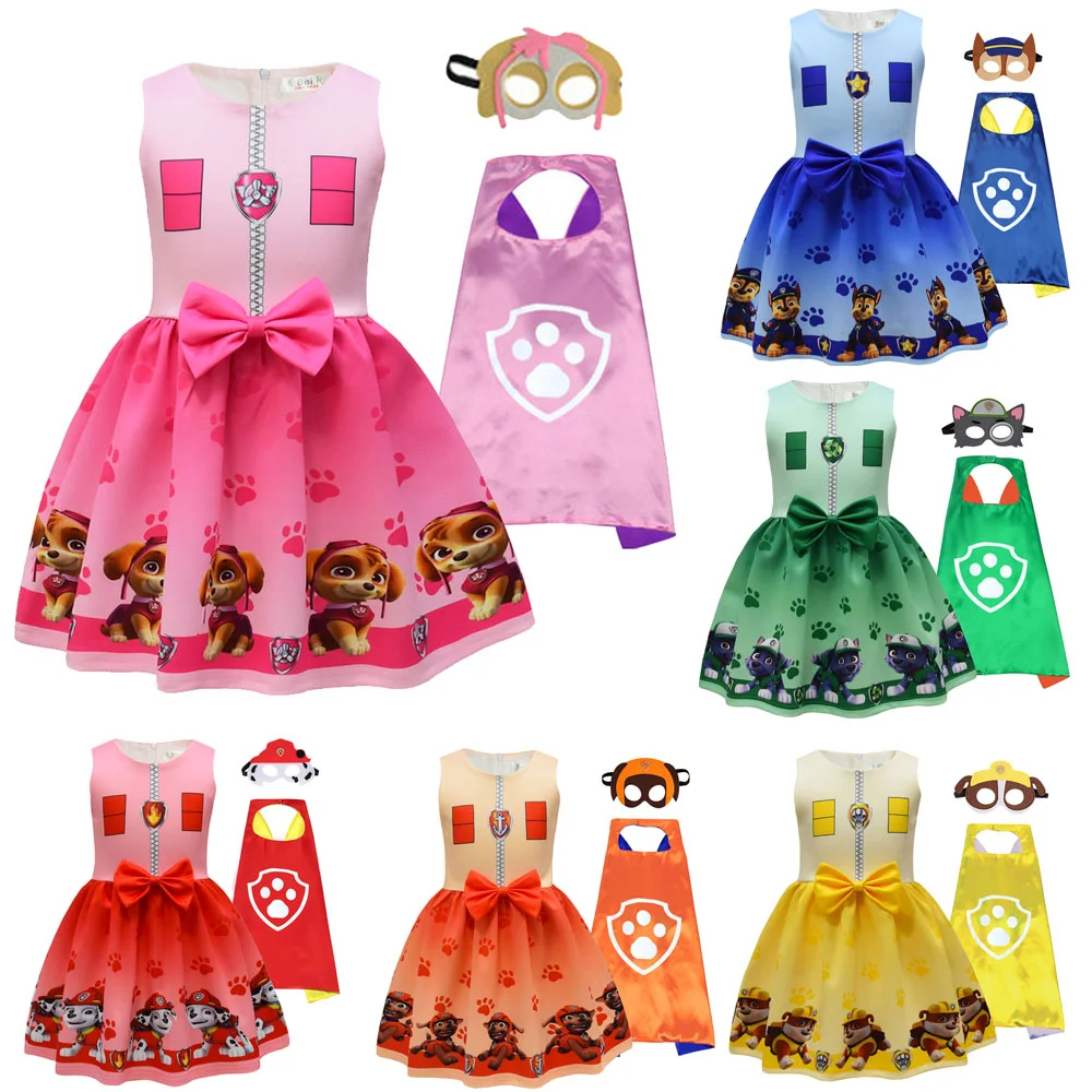 Kids Dresses for Girls Patrol Dog Halloween Cosplay Costumes Mascot Chase Dog Children Carnival Party Role Play Clothes for Girl