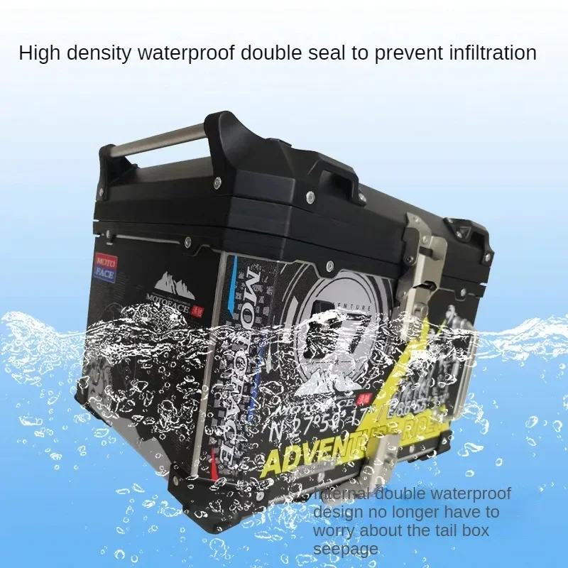 48L Motorcycle Box Aluminium Alloy Waterproof Tail Box Rear Motorcycle Trunk Large Capacity Stainless Steel Lock Catch