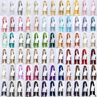 Peluca sintética de Cosplay de Anime de 100Cm de largo, negro, blanco, rojo, rosa, marrón, dorado, azul, pelo resistente al calor para mujer, pelucas de alta calidad