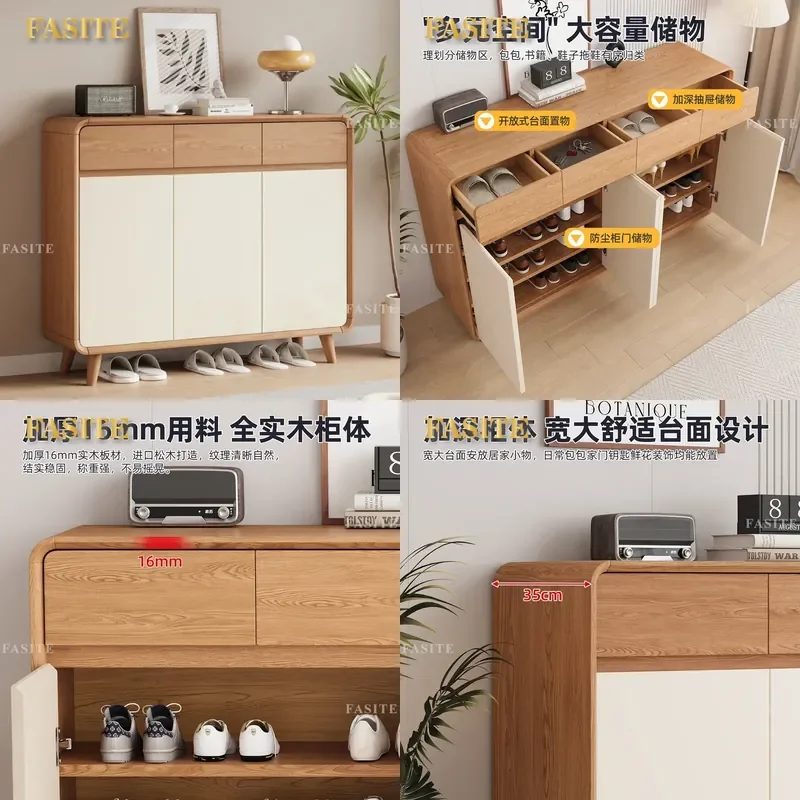 For Home Door Shoe Cabinet Wall Mounted Storage Cream Log Style Porch Corridor Partition 2026 New Integrated Design Space