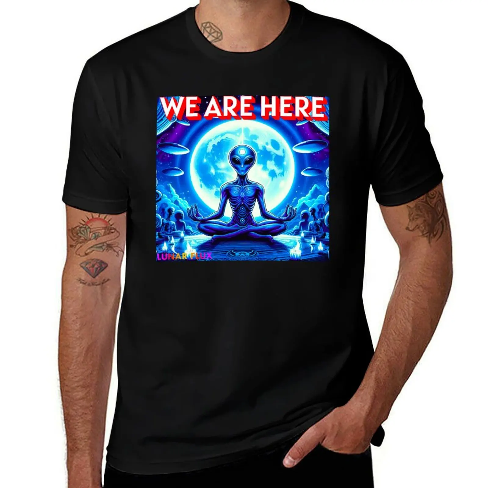 

WE ARE HERE LUNAR FLUX T-Shirt boys whites Louboutins gifts for boyfriend oversized shirts graphic tee men