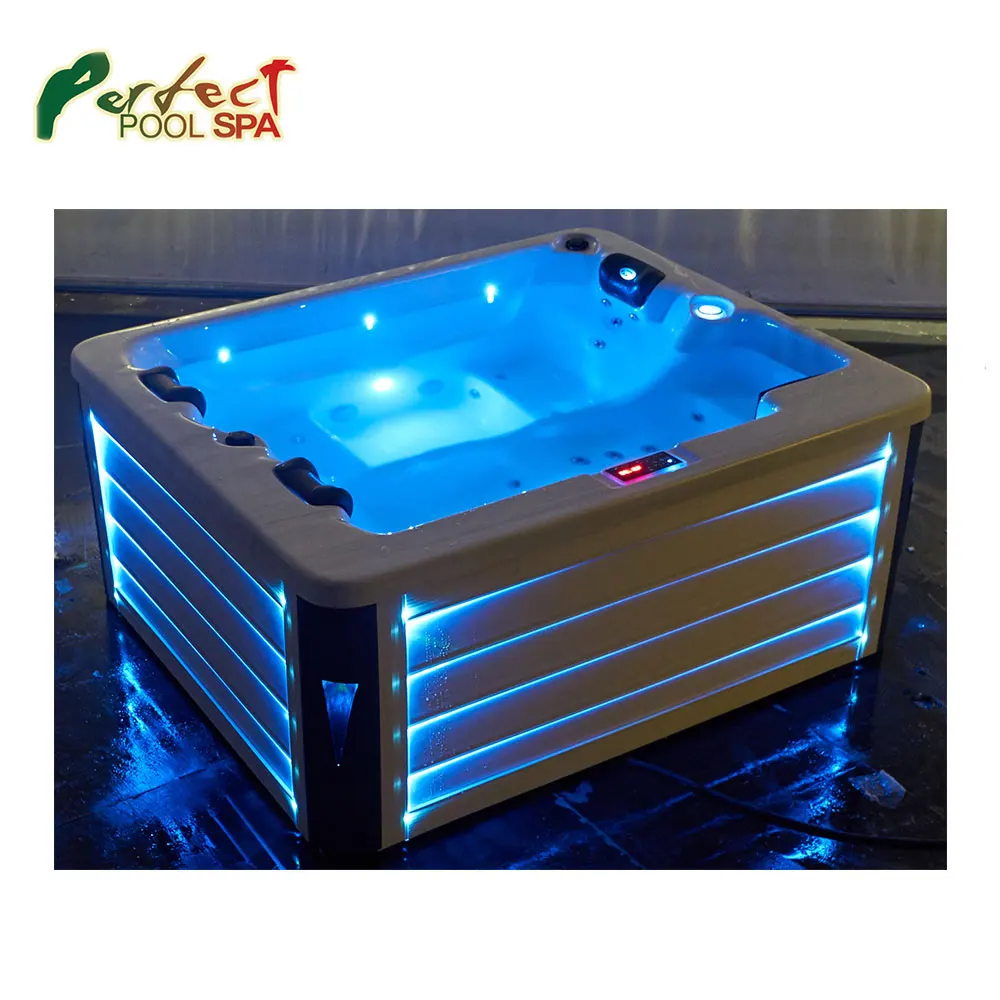 Best selling 3 adults&1 massage bathtub outdoor hot tub spa with 7 colors LED light