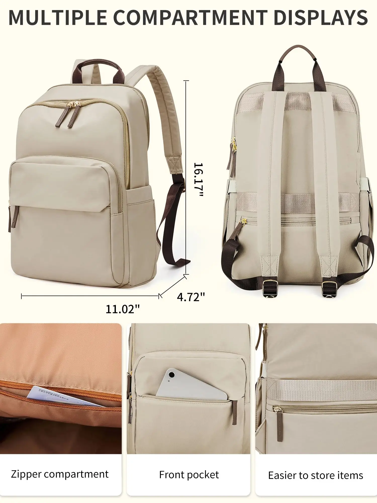 New Fashion Laptop Backpack for Women Nylon Travel Backpack, Casual University Female Backpack for Girl Black Work Executive Bag