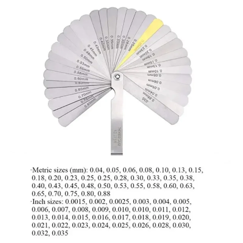 89A32 Feeler Gauge Portable Durable Various Specifications Arc Stainless Steel Feeler Gauge Gap Gauge Rangefinder 1pc