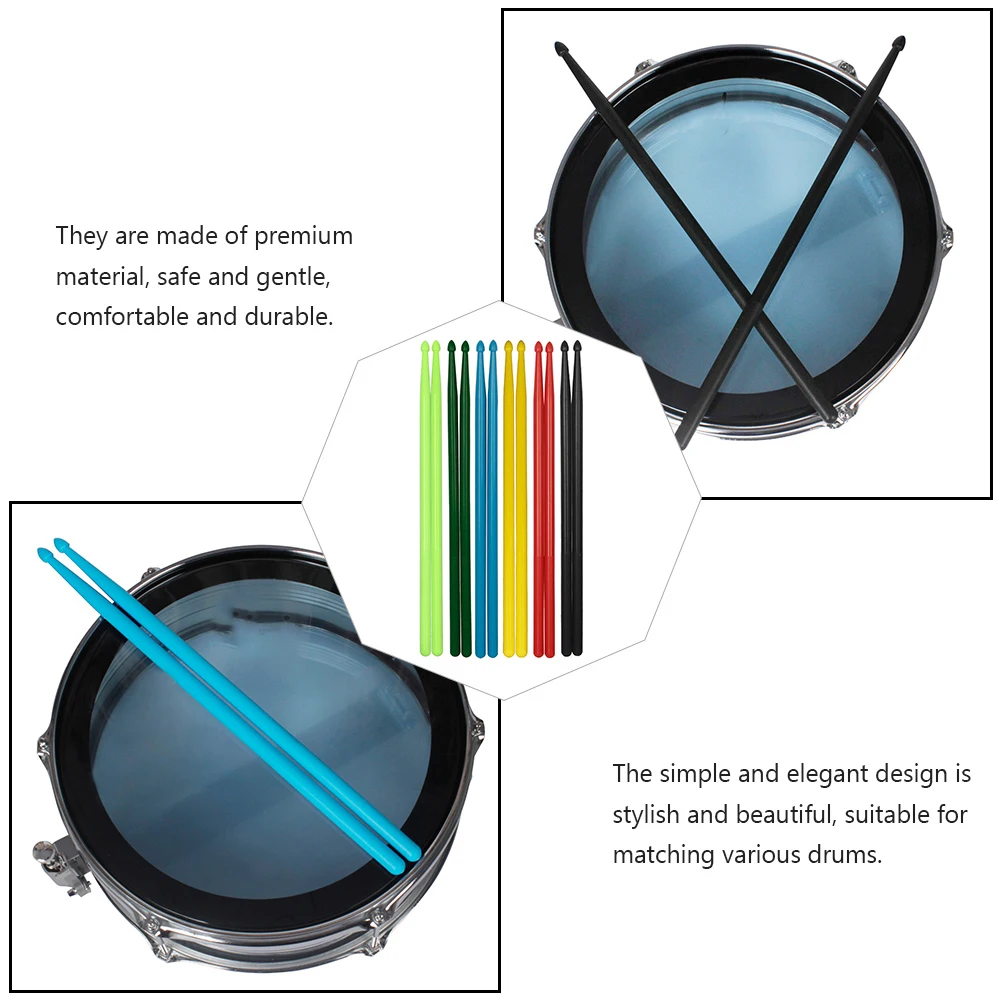 

Drum Sticks 5A Nylon Durable Practical Percussion Tools Music Band Concert Performance Kids Beginners Comfortable Gravity