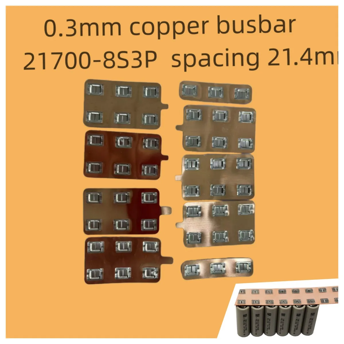 21700-8S3P 25.6V12A بطارية الطاقة الخارجية مزيج سبائك النحاس بطارية اتصال قطاع 0.3 مللي متر القدرة الحالية 200A 10SET