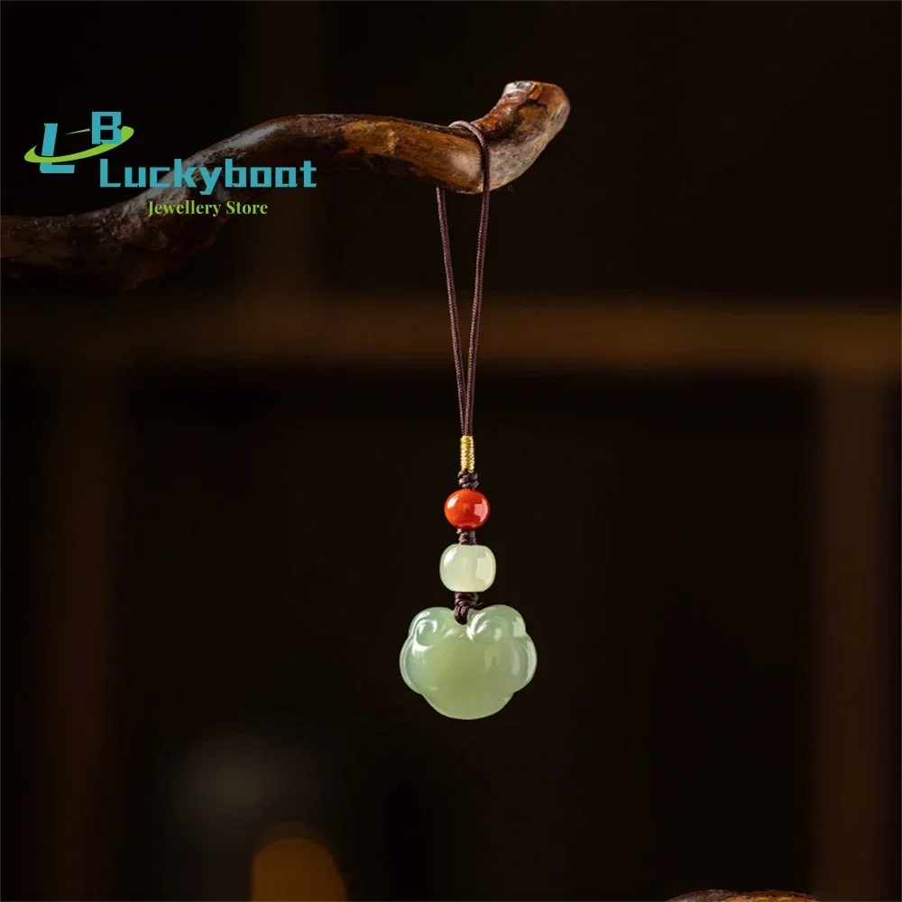 Hetian Jade Ruyi Mobile Phone Chain DIY Style Literary Short Female Pendant U Disk Pendant Simple And Generous