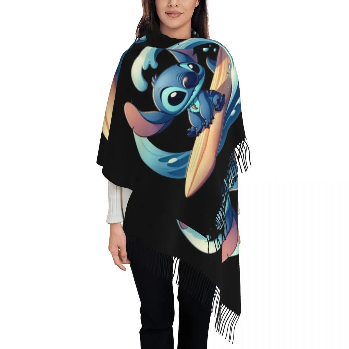 

Custom Luxury Stitch Surfing Tassel Scarf Women Winter Warm Shawls Wraps Female Scarves