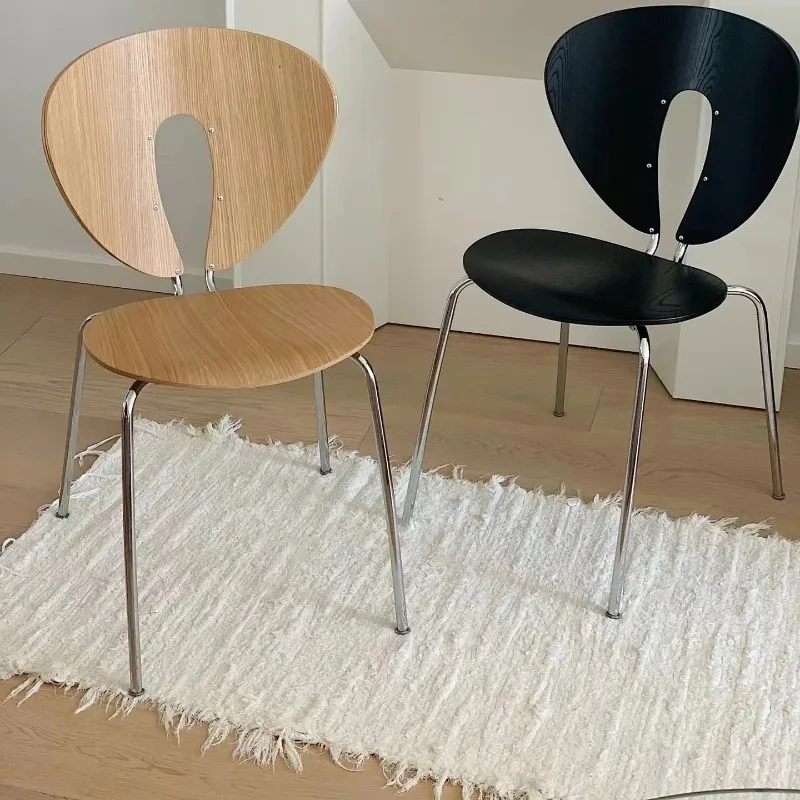 

Modern Backrest Chair, Vintage Wooden Dining Chair, Hollow Design Leisure Chair, Café Trendy Coffee Chair for Dining Room