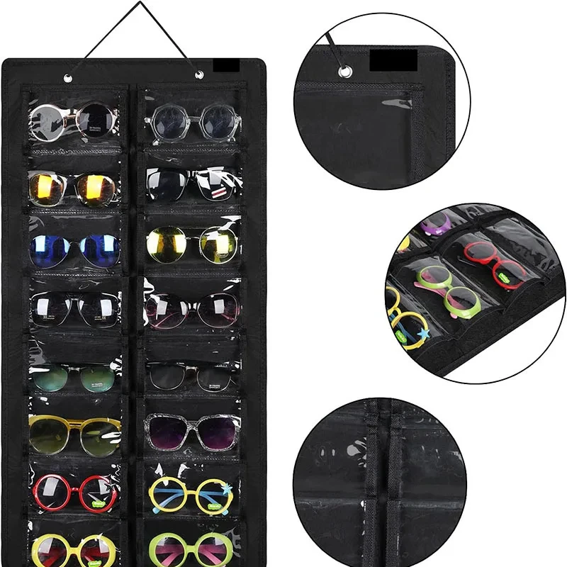 

Felt Eyeglasses Stand Holder for Sunglasses Glasses Storage Display Hanging Bag Wall Pocket Storage Box Organizer Bags 16 Slots