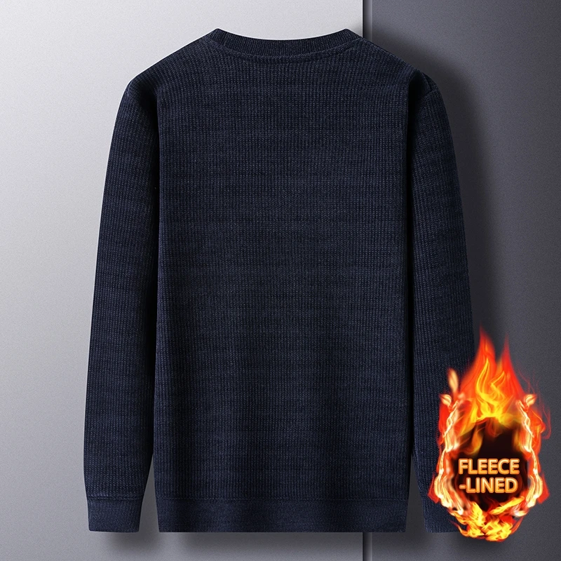 ​ ​ Maglione pullover lavorato a maglia foderato in pile Maglione casual da uomo Design girocollo in materiale spesso a maniche lunghe caldo isolato