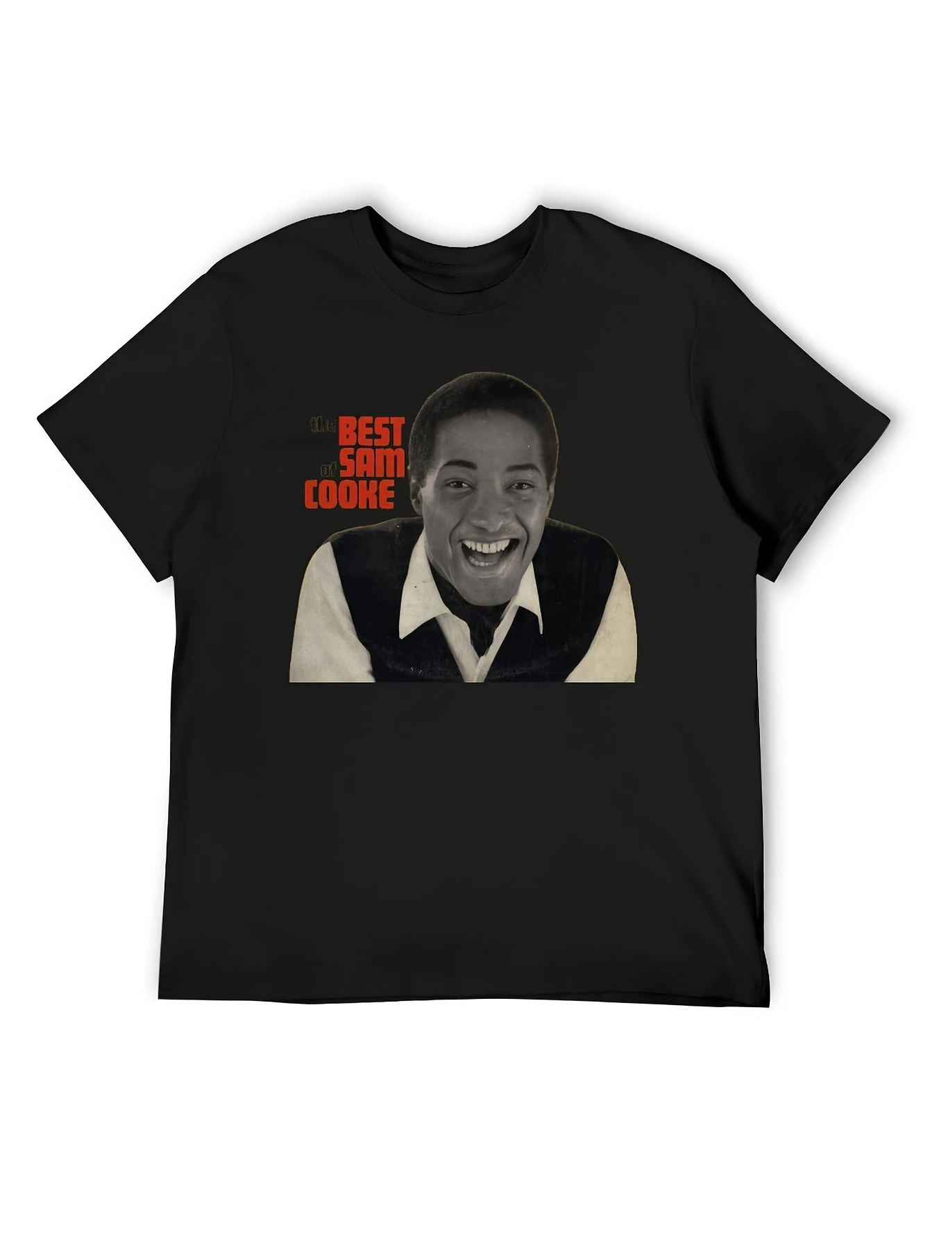 Sam Cooke, King of Soul T-shirt with portrait and autographed song titles Retro style unisex casual loose fit
