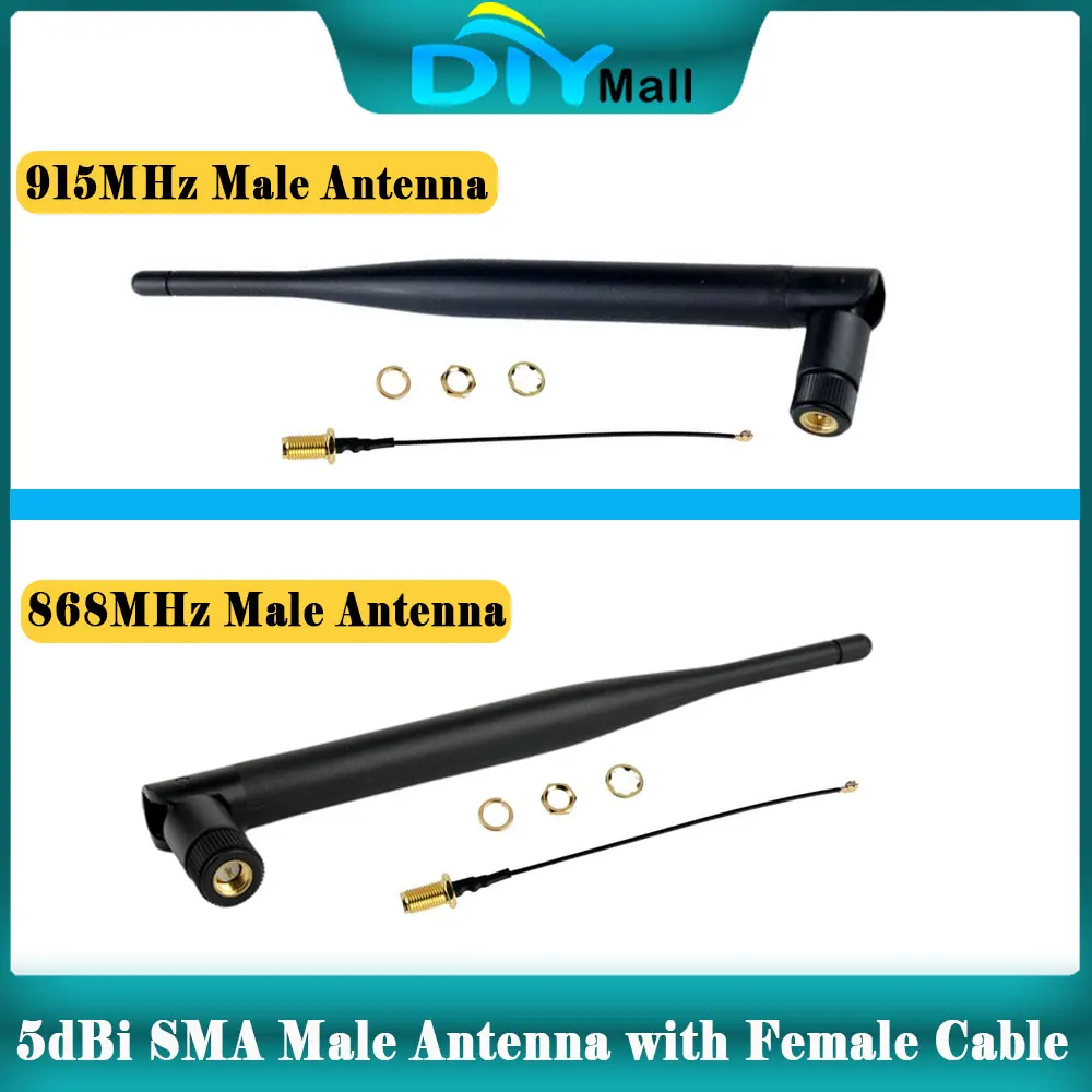 5dBi 868MHz/915MHz SMA Male Antenna with to SMA Female Cable for LoRa Arduino WiFi IoT Drone Wireless Communication