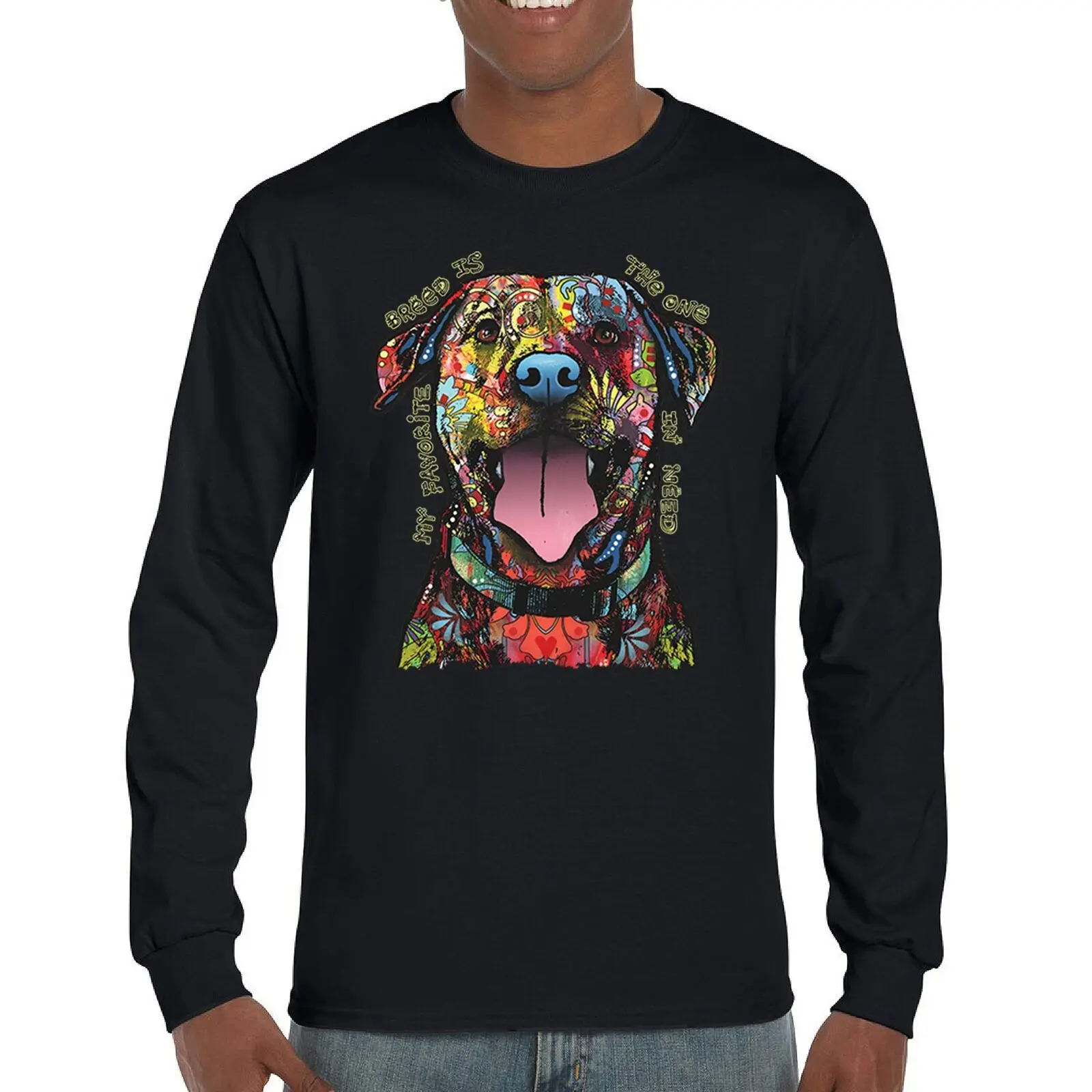 

My Favorite Breed Is The One In Need Long Sleeve T-shirt Dean Russo Neon Dog