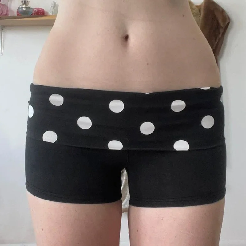 2026 Summer New Ins Trendy Polka Dot Contrast Shorts Retro Y2K Streetwear, Vintage Stylish Short Pants For Women