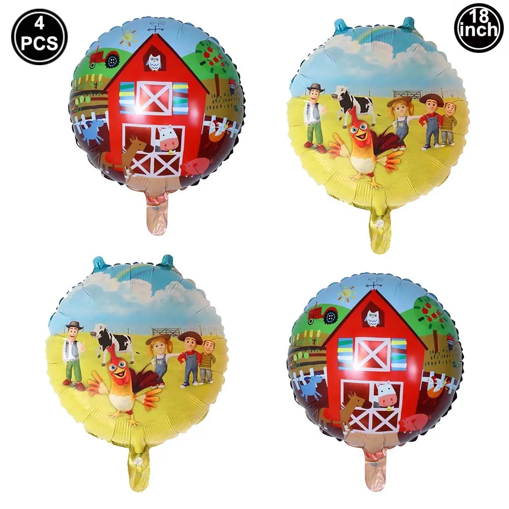 4pcs Farm Theme Party Balloon Cow Pig Chicken Tractor Aluminum Foil Baloon For Children Farm Birthday Party Decorations Supplies