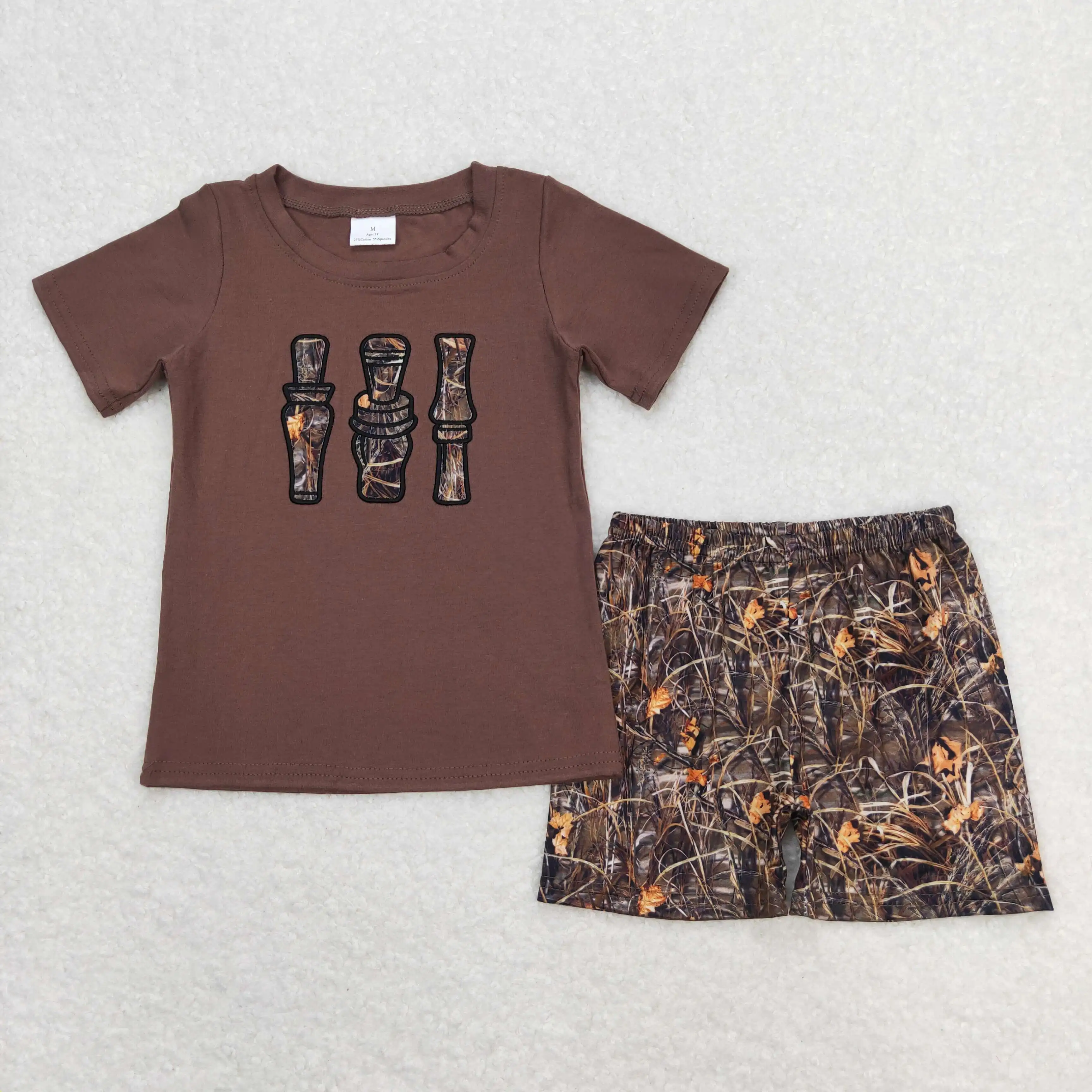 Wholesale Summer Baby Boys Khaki Camo Duck Sibling Brother Infant Toddler Clothes Sets Newborn Rompers Kids Clothing Matching
