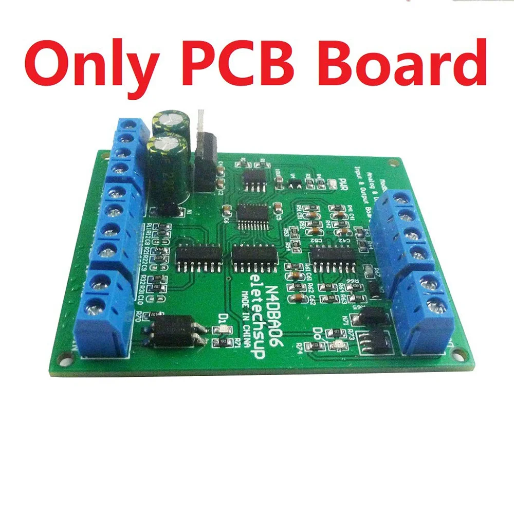 Dispositivos de saída de entrada digital analógica, DC 12V, 8CH, 0-5V, 0-10V, 4-20MA, DAC, ADC, RS485, placa Modbus RTU, apenas placa PCB