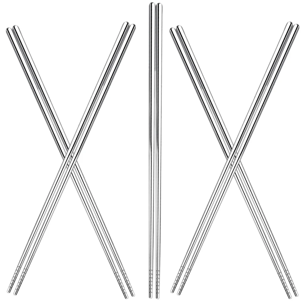 

5 Pairs 304 Stainless Steel Chopsticks 36cm Long Metal Hot Pot Utensils Reusable Cooking Noodle Frying BBQ Tableware