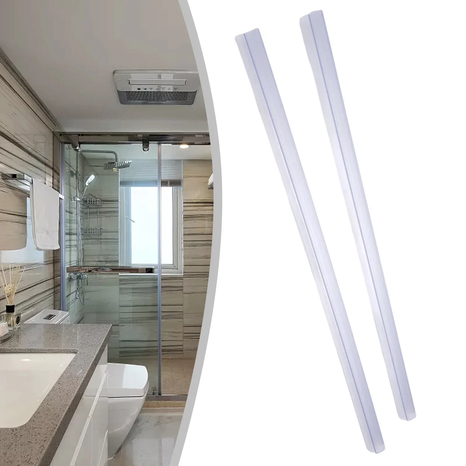 2pcs Rubber Shower Screen Seal Strip PVC Door Bath Shower Seal Strip 10mm Water Deflector Shower Room Glass Fixture Acc