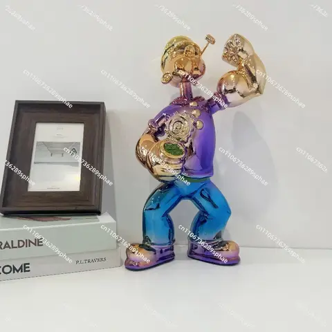 Popeyes electroplating soft decoration, cartoon character model ornament, creative photo, commercial beauty engraving