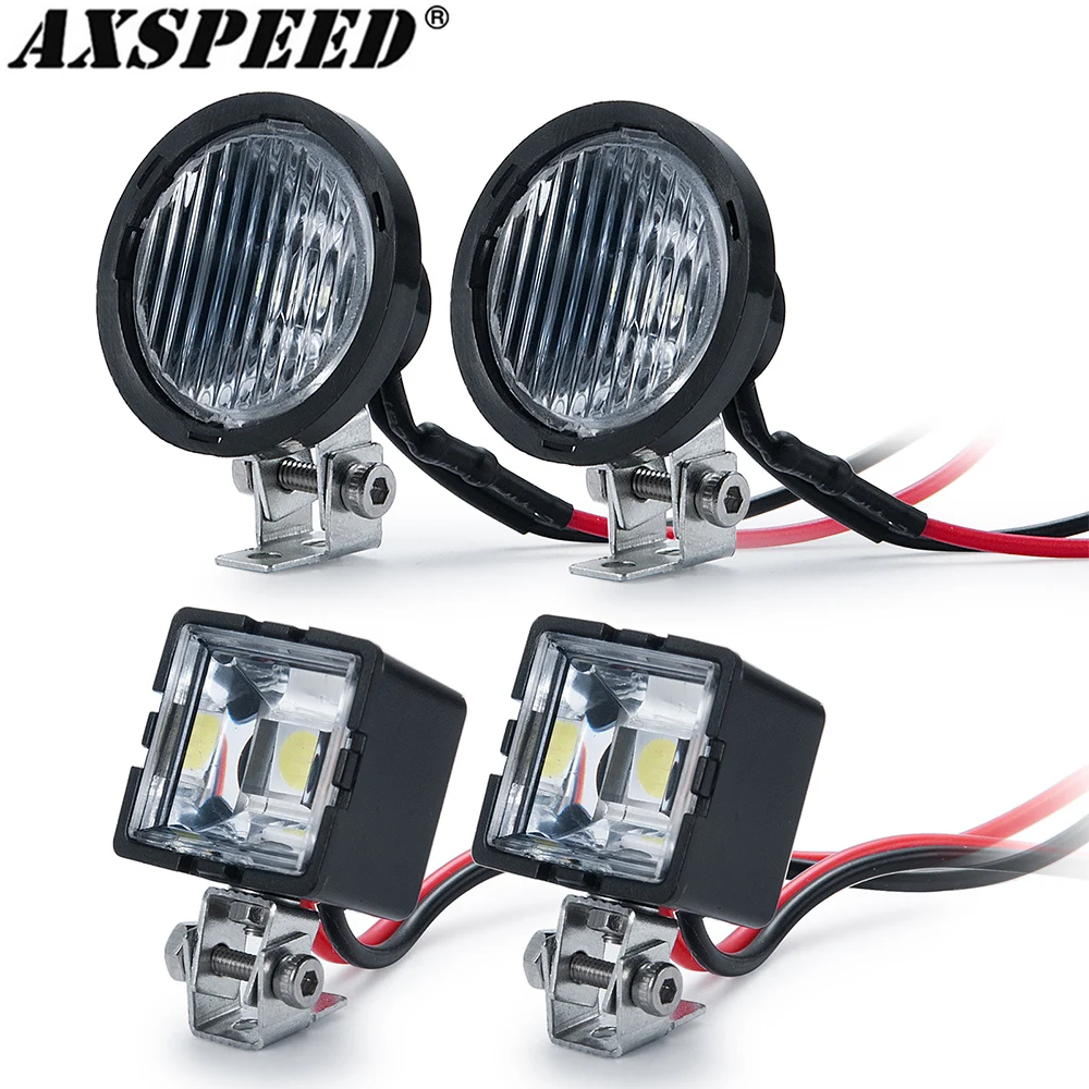 AXSPEED 1Pair LED Lights Headlights Spotlight DC 5-7.4V for 1/10 RC Crawler Car TRX4 TRX6 Axial SCX10 Wraith Parts