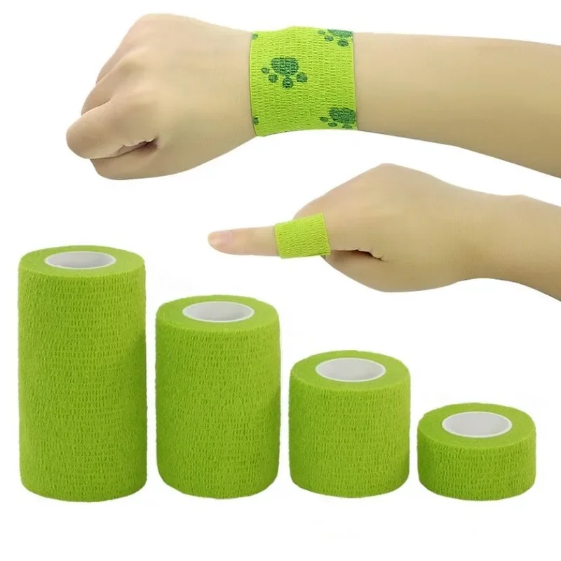 1 Roll Breathable Self Adhesive Bandage Muscle Tape Finger Joints Wrap First Aid Kit Pet Elastic Bandage 2.5-10cm Width