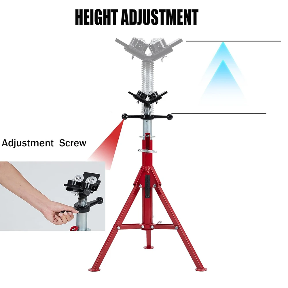 V-Head Pipe Jack Stand with 2/4-Ball Transfer,28-52 Inch Adjustable Height,2500 lb Load Capacity,Jack Stands with Folding Legs