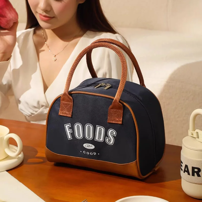 Oxford Cloth Lunch Bag Water-Repellent Portable Lunch Bag Insulated Lunch Bag Food-Safe For Students Daily Shopping Food Storage