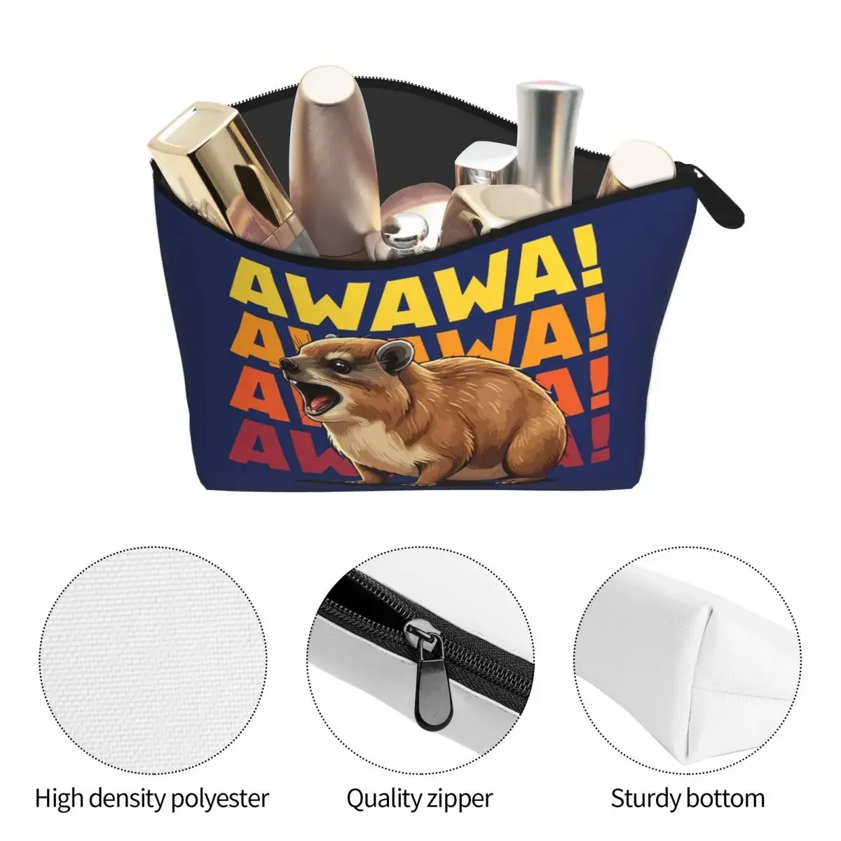 Rock Hyrax Lover Awawa Groundhog Dassi Women Cosmetic Bag Travel Makeup Organizer Pouch Toiletry Storage Dopp Kit Box
