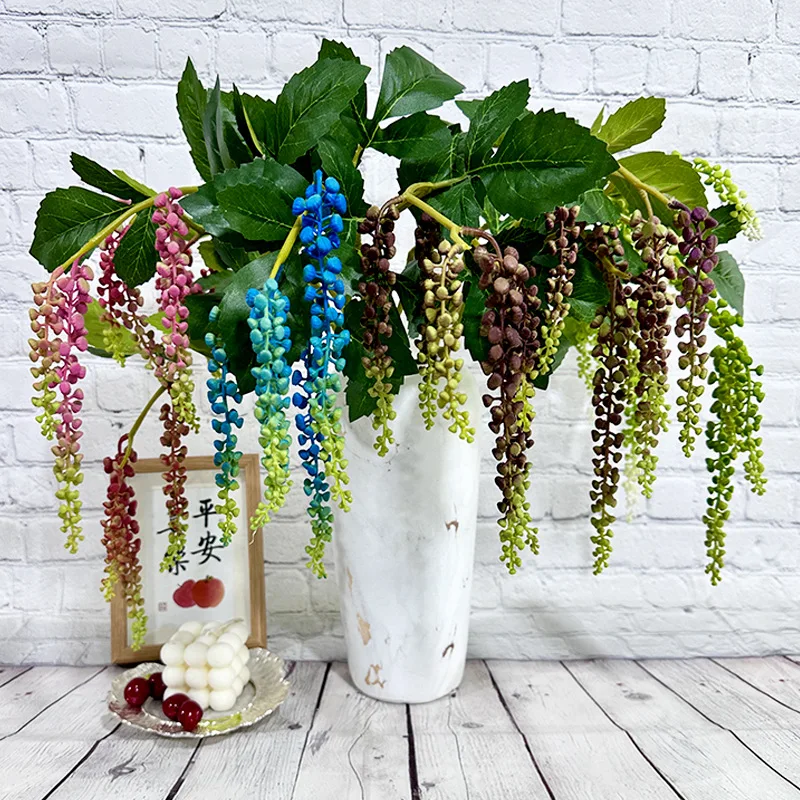 

4Pc Artificial Latex 6fork Lover's Tears Wedding Background Wall Hanging Decor Fake Flowers Home Living Room Decorative Ornament