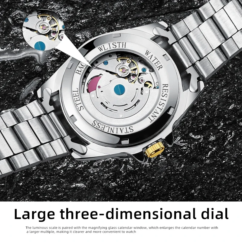 Luxury Mens Watch Automatic Watch for Men Simple Business Stainless Steel Luminous Luxury Sports Mechanical Watch Man Reloj Homb
