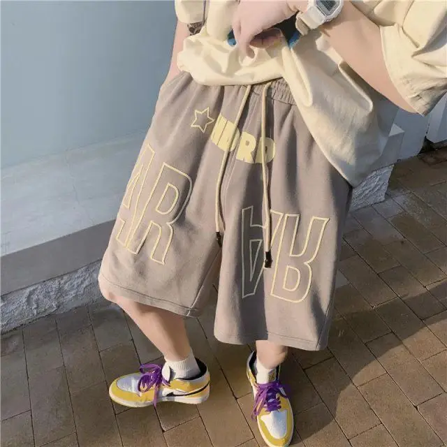 

European And American Street Hip-Hop Alphabet Shorts Summer Ins Retro Men And Women Same Basketball Five-Point Pants Sports Wind