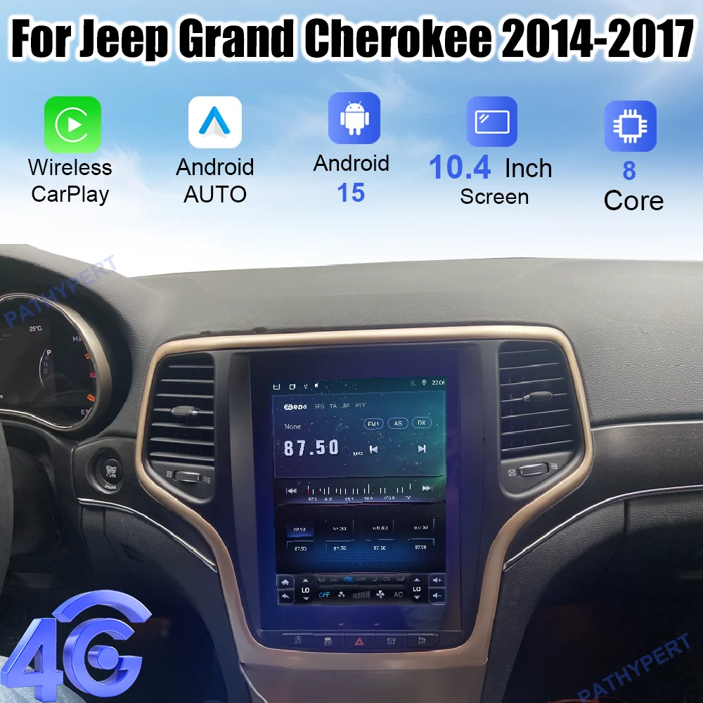 

10.4" Android 15 For Jeep Grand Cherokee 2014-2017 Car Audio Player Bluetooth Multimedia Auto Wirreless Carplay GPS Navigation
