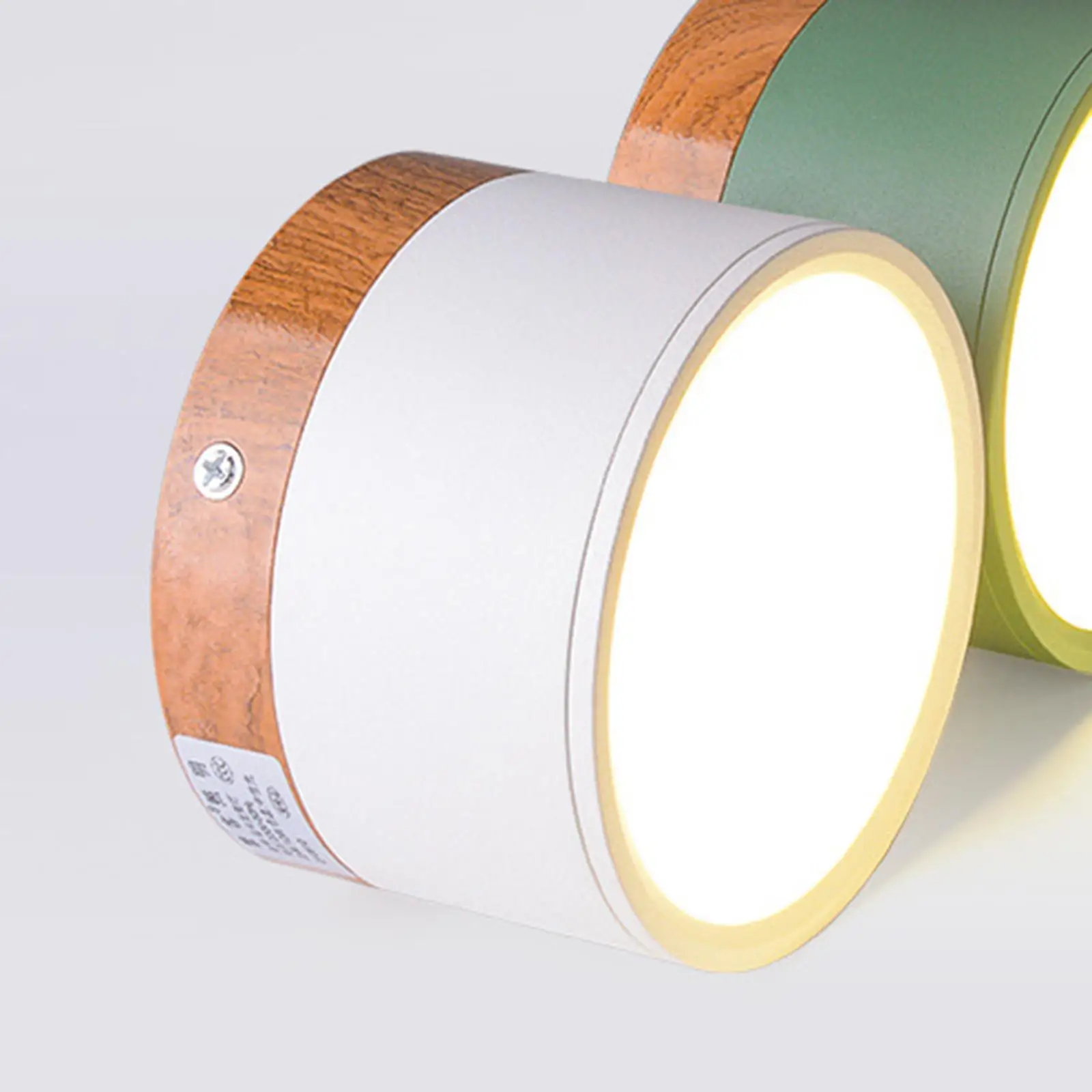 Modern LED Ceiling Lamp Aluminum Wood Cylinder Downlight Surface Mounted Nordic Style Spotlights 12W for Living Room Bedroom