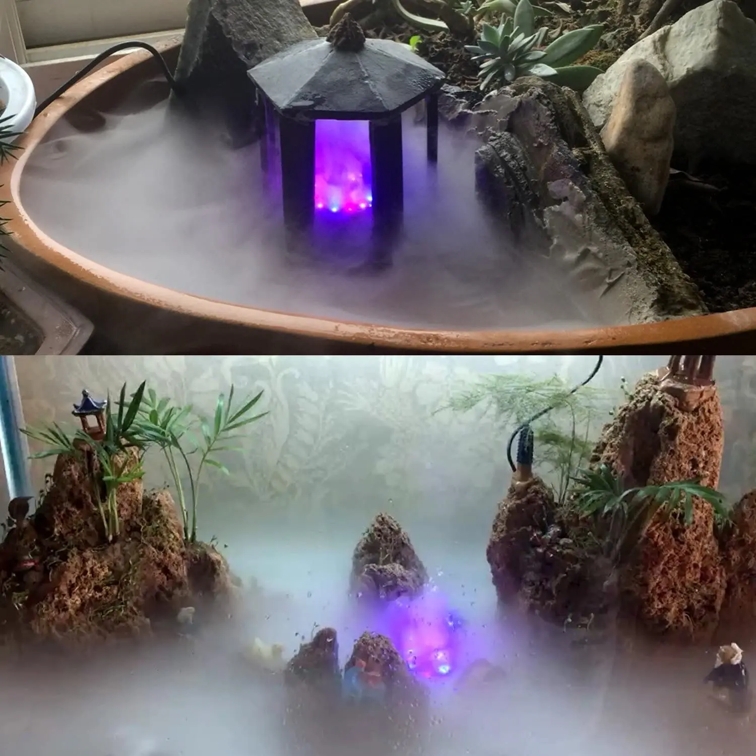 Mist Maker, Indoor Fountain Mister Foggers, Small Pond Fog Machine Atomizer Air Humidifier for Halloween, Christmas