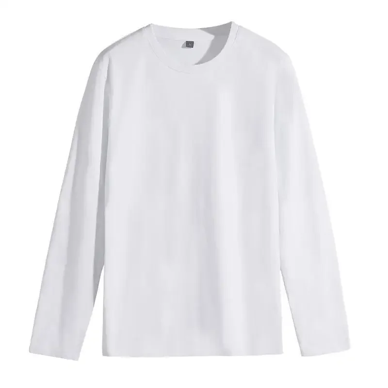 Inner Layer Xinjiang Cotton Long Sleeve T-shirt Men's White Black Monochrome Base Layer Top Layered Autumn Clothes