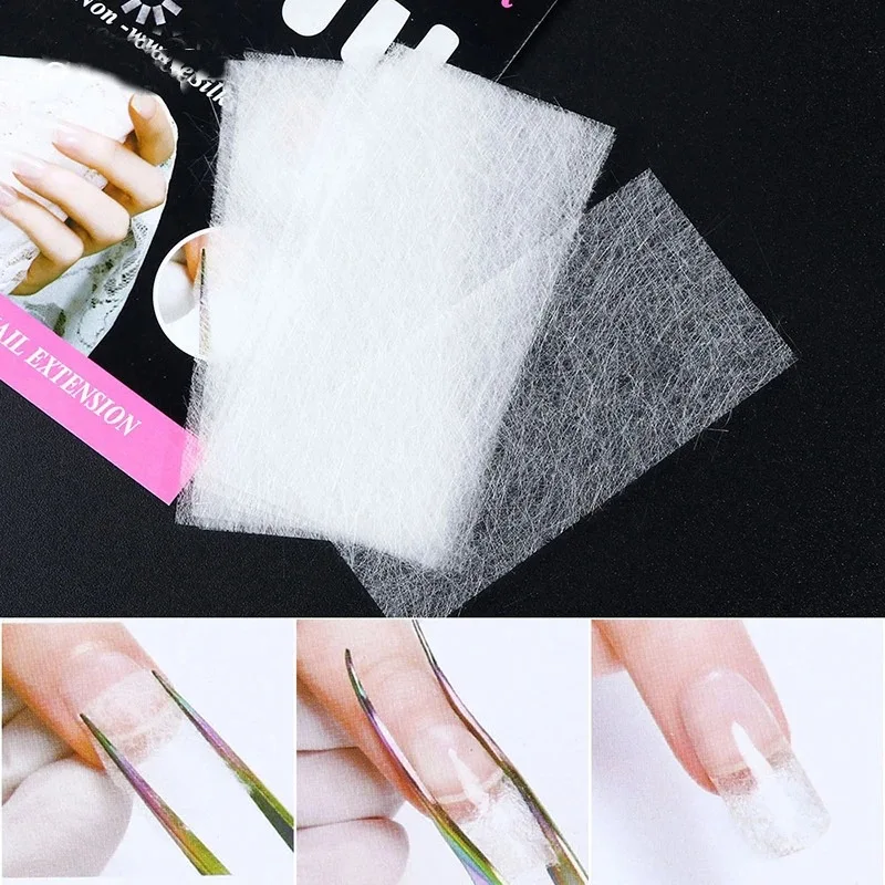 10PCS Fiberglass Nail Extension Forms, Non-Woven Nail Building Fiber for UV Gel & Acrylic, Flexible DIY Manicure Forms