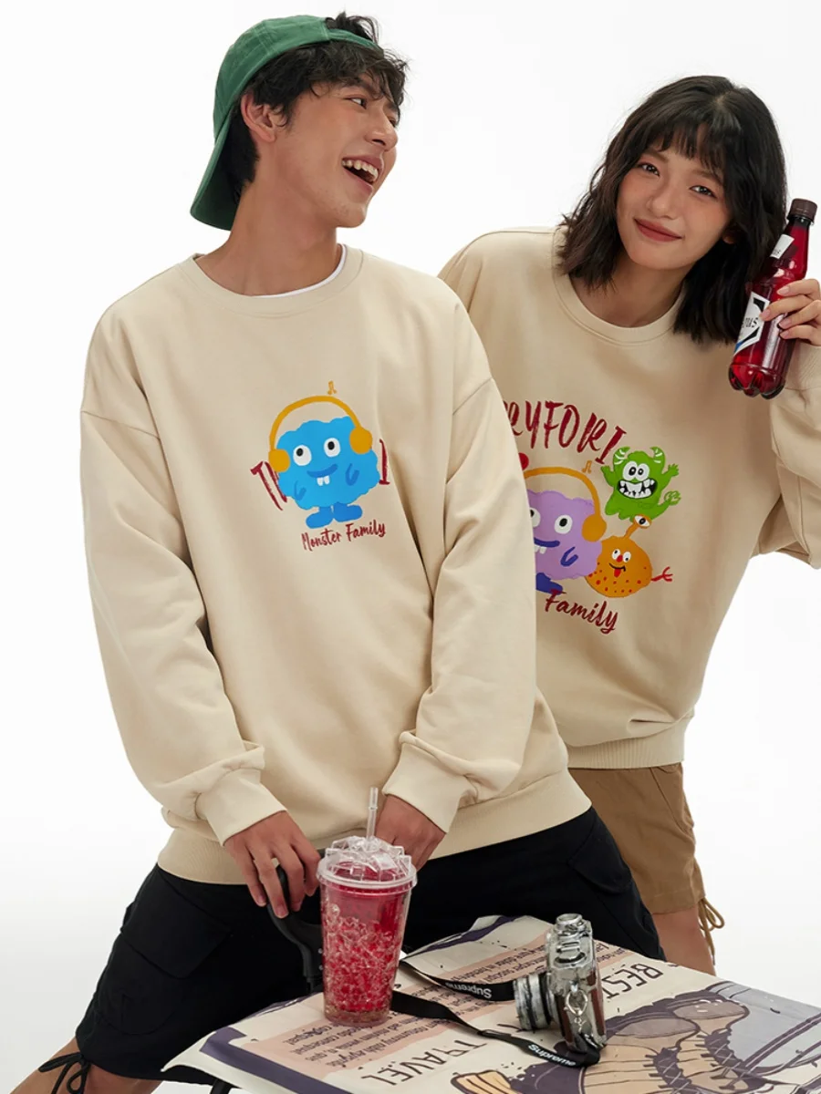 Rabbit Tooth Monster Special Pattern Couple hoodies Spring and Autumn 2024 New Fashion Trend Crew Neck Sweatshirts