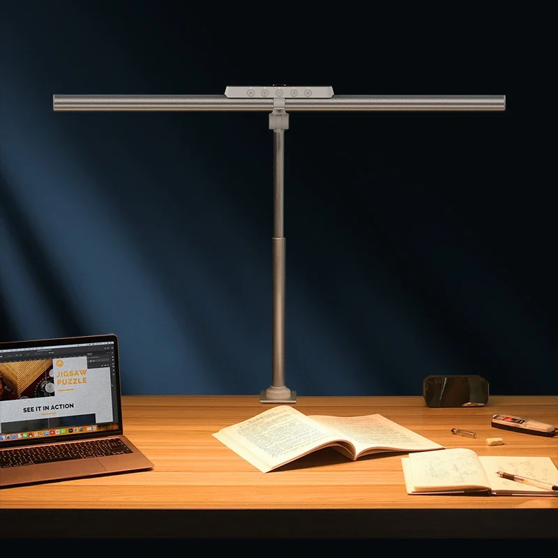 Transformable LED Desk Lamp with Clamp AutoDimming Office Lighting Swing Arm Table Lamp 3Light Bars Task Lights Eye Protection