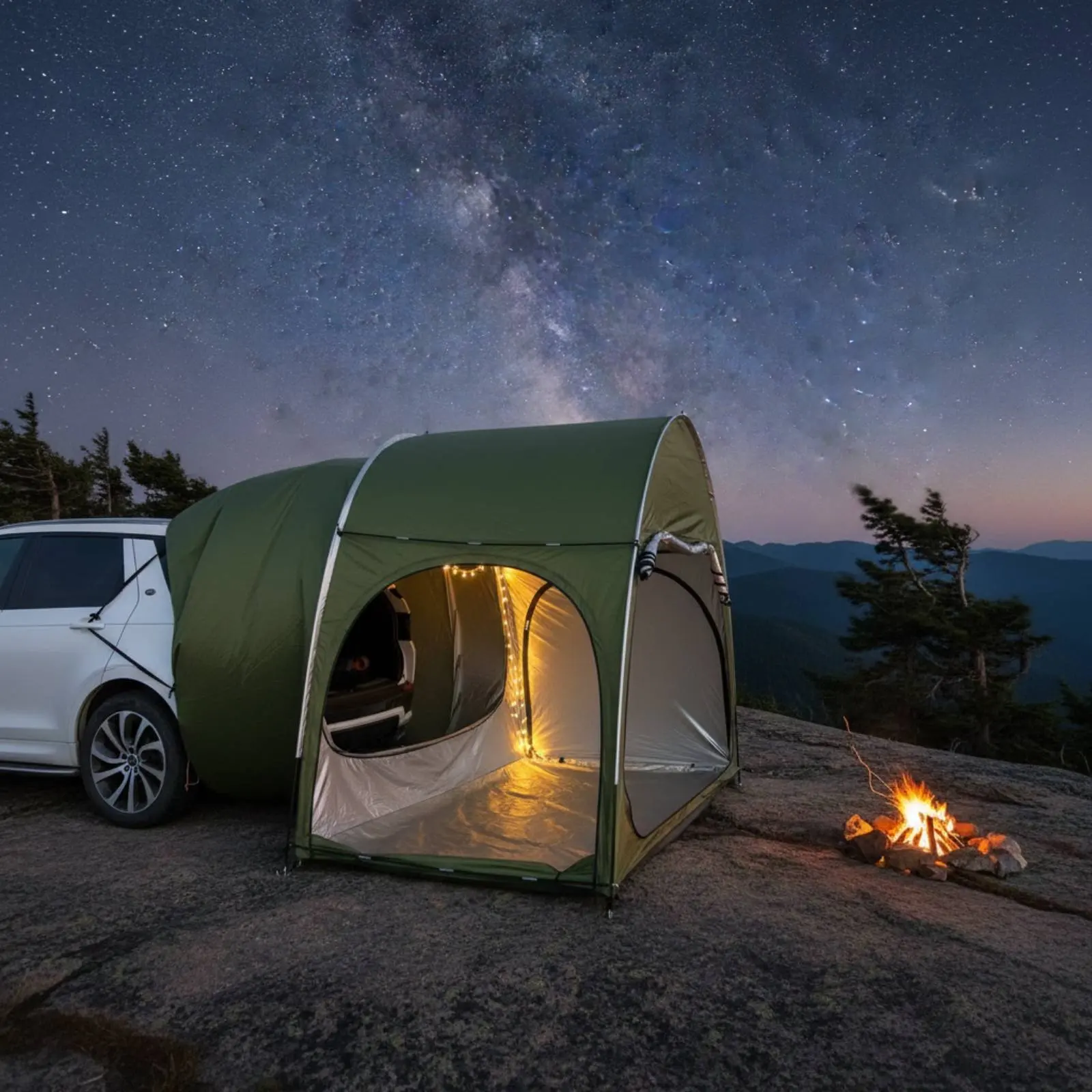 

Car Rear Awning Tent Waterproof SUV Tailgate Tent Car Rear Sun Shade Large Space Outdoor Gear 2-in-1 Design for Tailgating