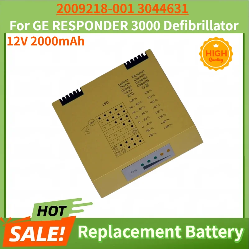 12V 2000mAh High Quality Battery 2009218-001 3044631 For GE RESPONDER 3000 Defibrillator Replacement Battery
