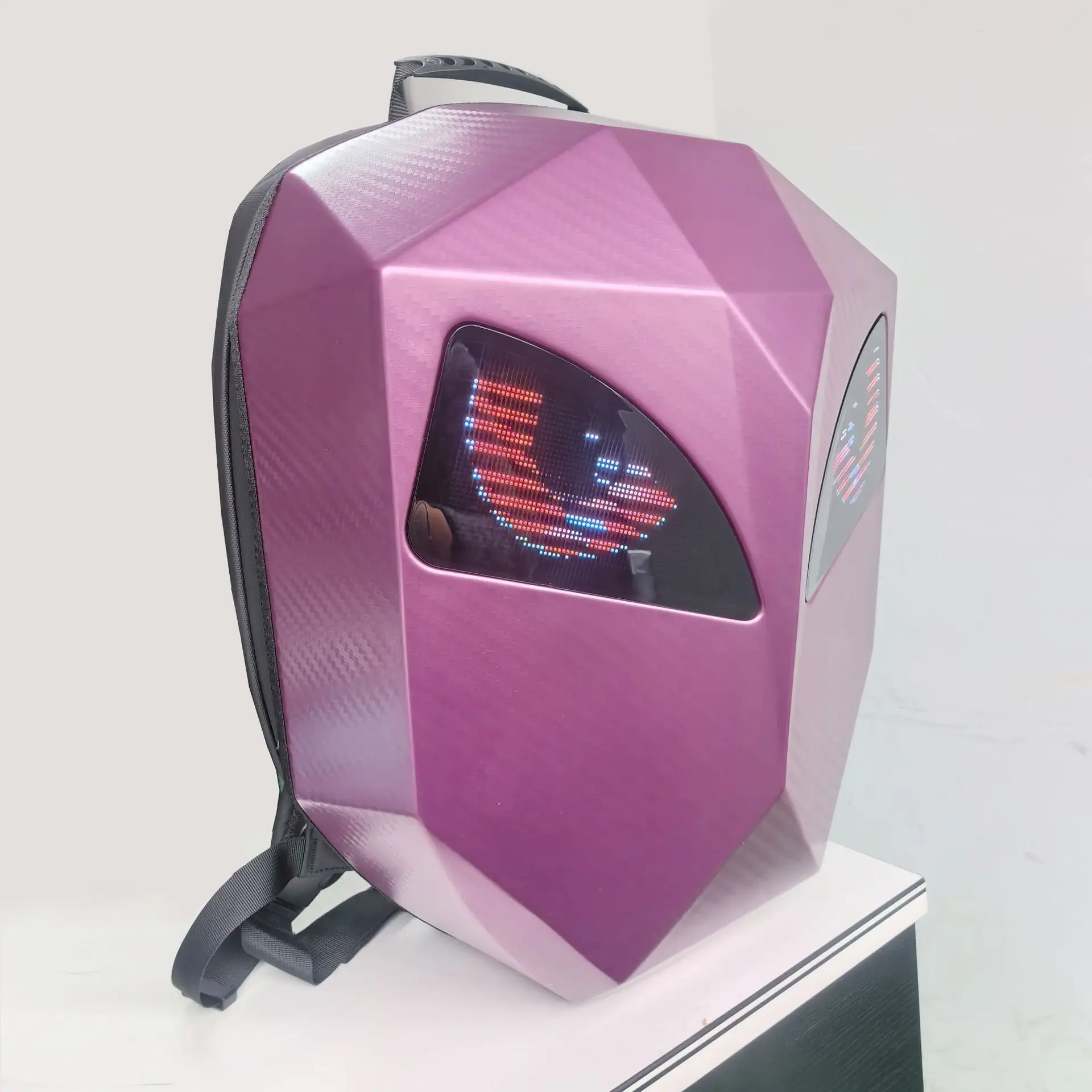 Helmet Backpack LED Riding Backpack Safety Night Bag Expansion Retractable Wrap PC Case