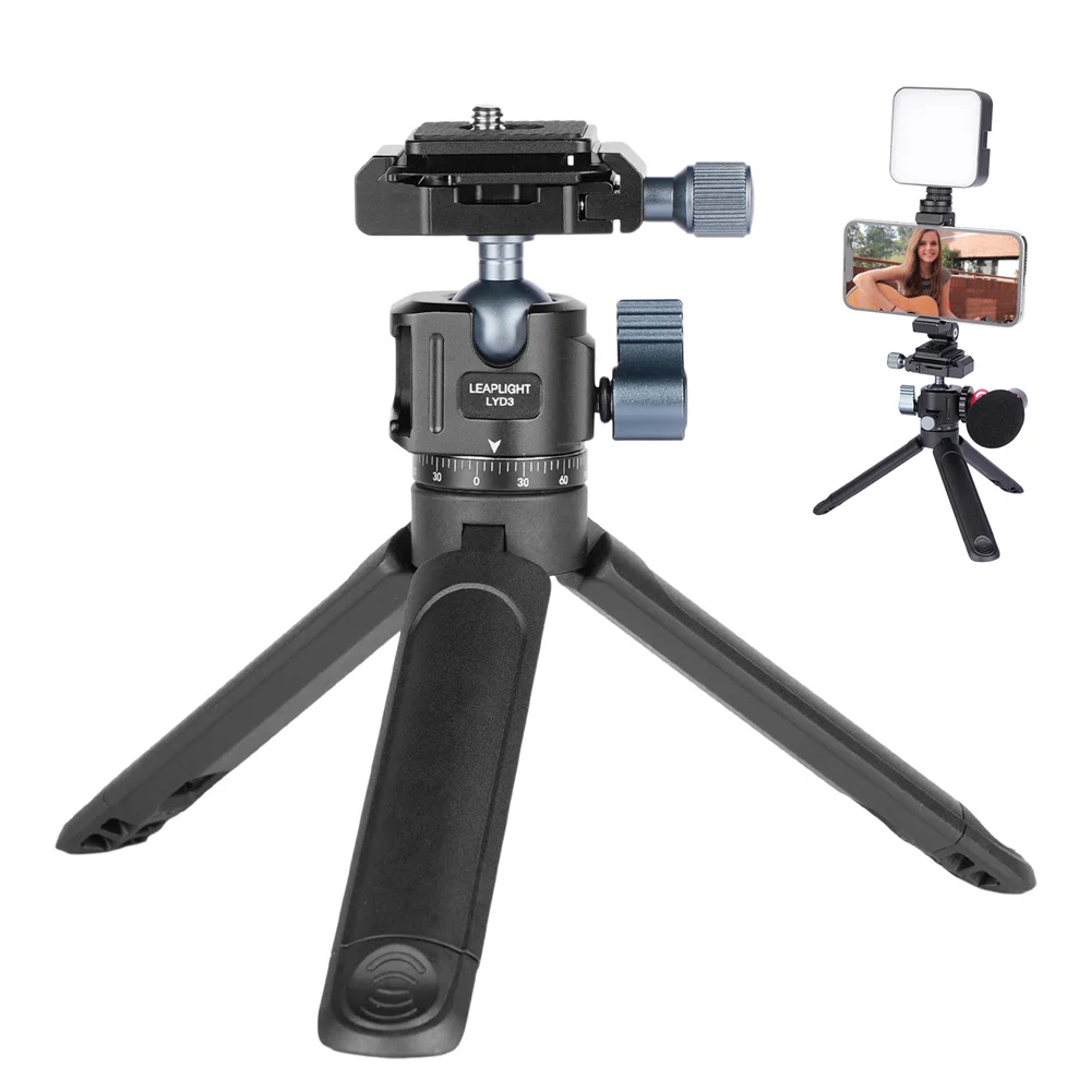 

NEW Phone Camera Tripod With Arca Cold Shoe 1/4'' Metal Ballhead DSLR Extended Tripod Monopod for Iphone 15 14 Samsung Camera