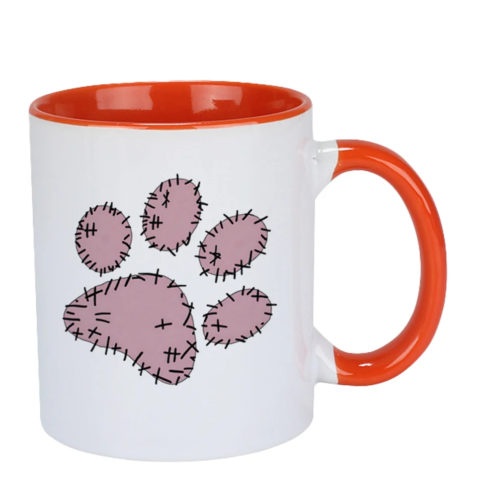 11oz Ceramic Coffee Mug with Pink Patchwork Stitch Print Tableware for Home Use Christmas Holiday Present Family And Friends Bir