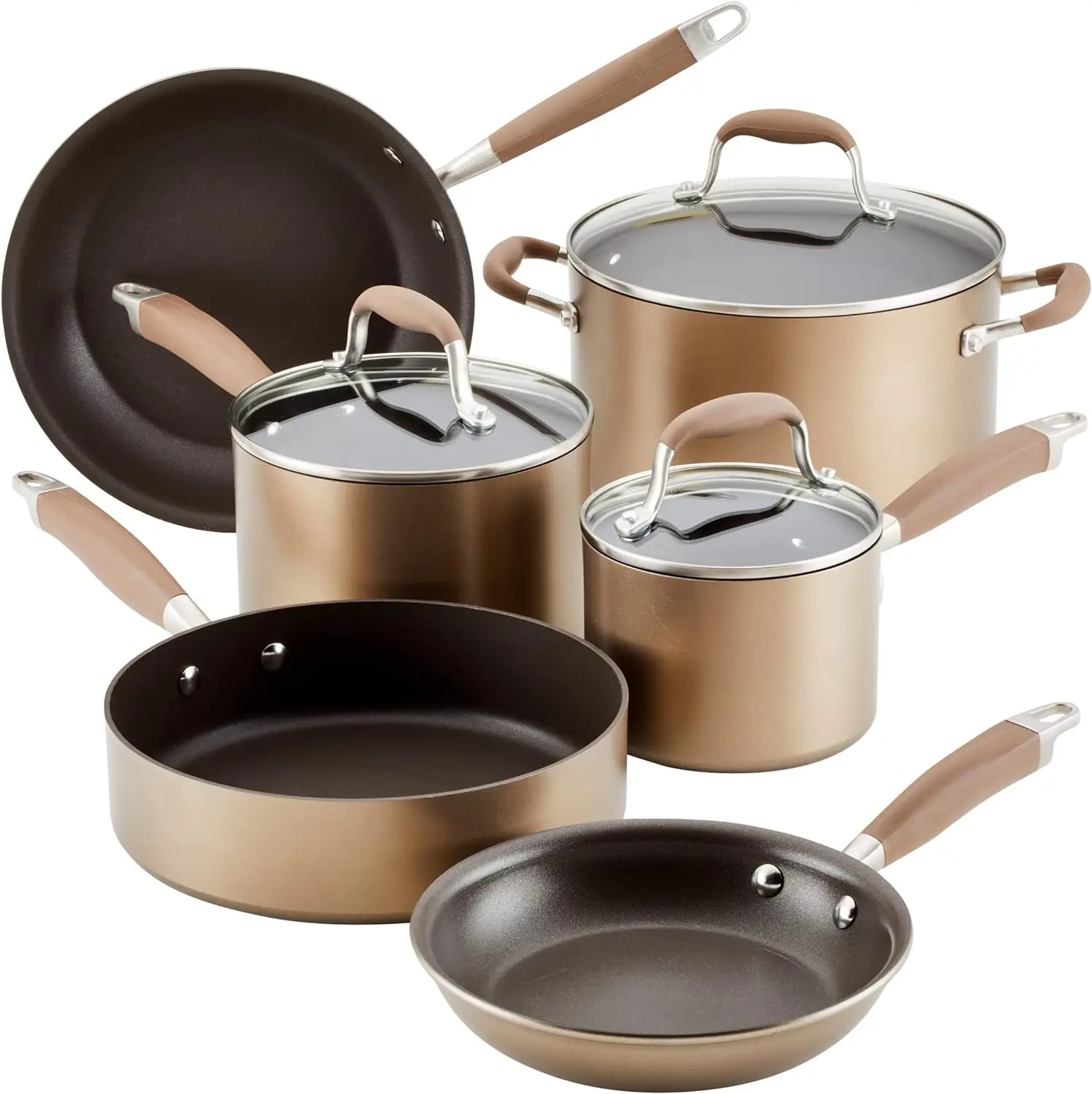 

Anolon Advanced Hard Anodized Nonstick Cookware / Pots and Pans Set, 9 Piece - Bronze