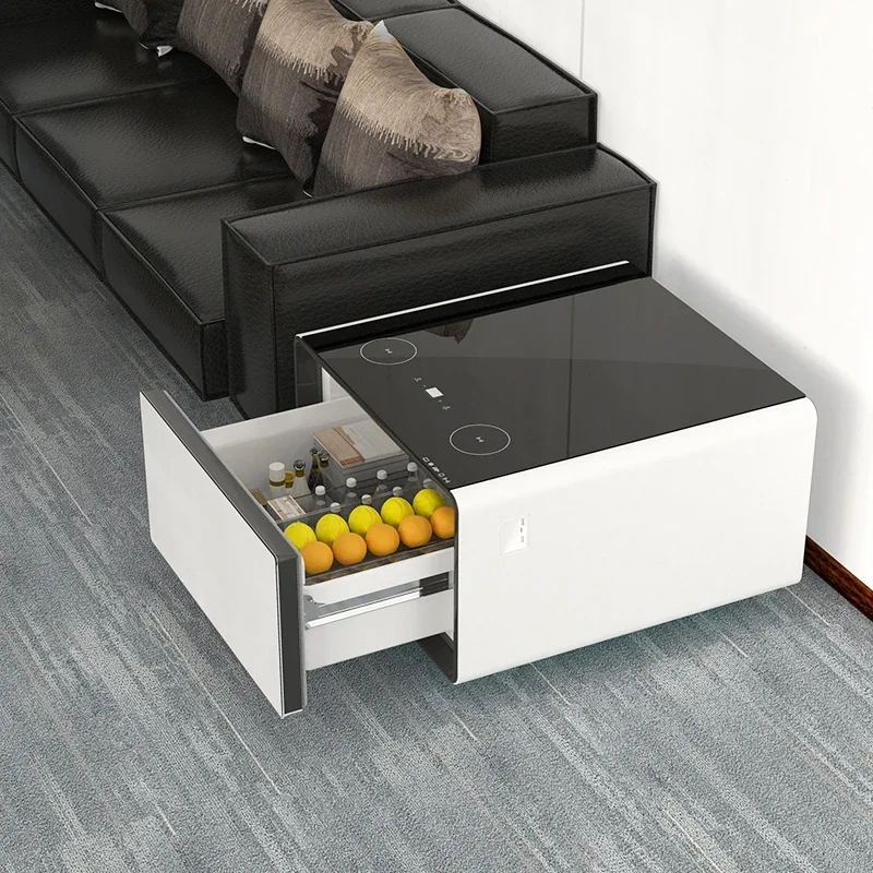 

A Smart Coffee Table Home Living Room Modern Nordic Coffee Table Refrigerator Tea Table with Wireless Charging