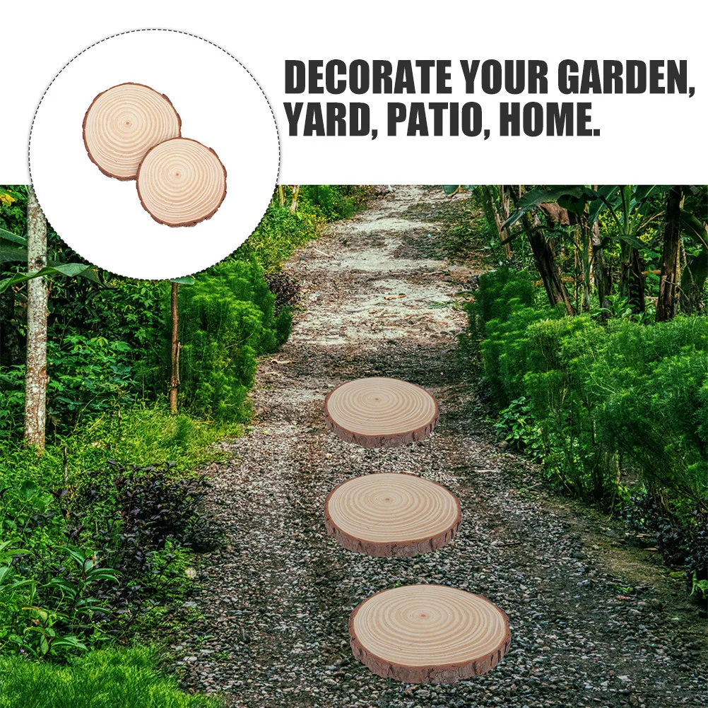 2Pcs Round Wood Stepping Stones Garden Paver for Outdoor Walkway Patio Lawn Decor Natural Wood Texture Garden Decor Craft Gift